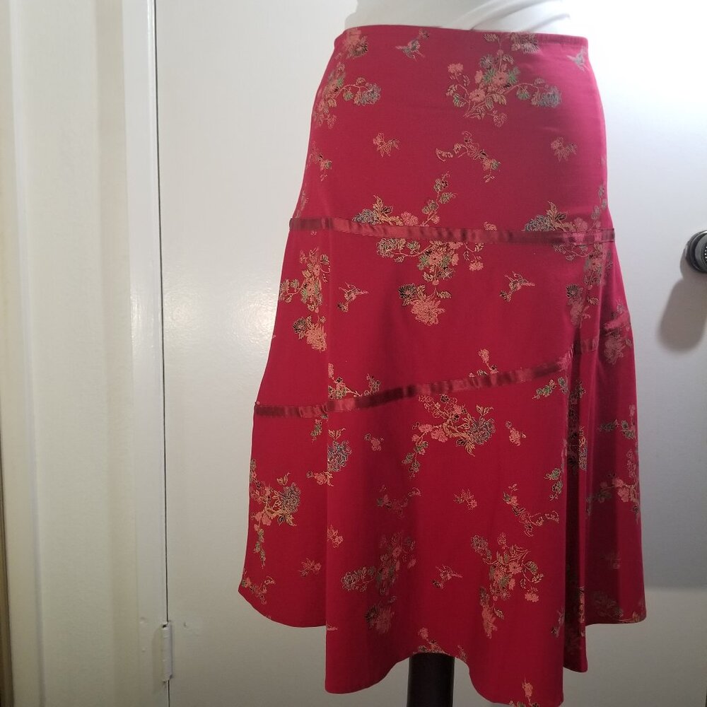 Janette brand Chinese style skirt in red, size S